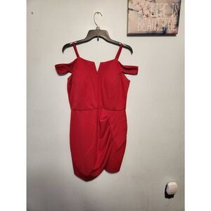 By & By size 15 Red Juniors' Off-The-Shoulder Bodycon Dress